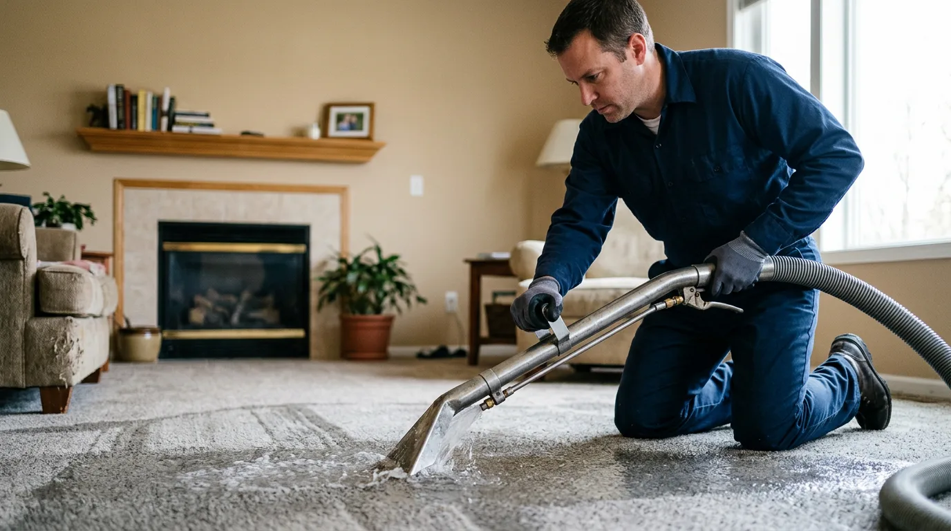 Water damage restoration technician working near Closter, NJ
